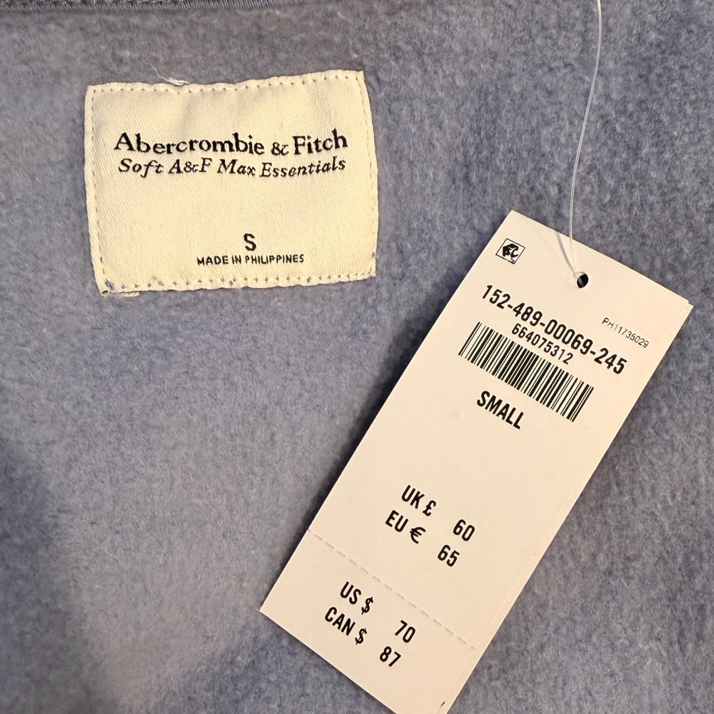 NWT Abercrombie & Fitch Soft Essentials Blue Zip-Up Hoodie - Picture 5 of 12
